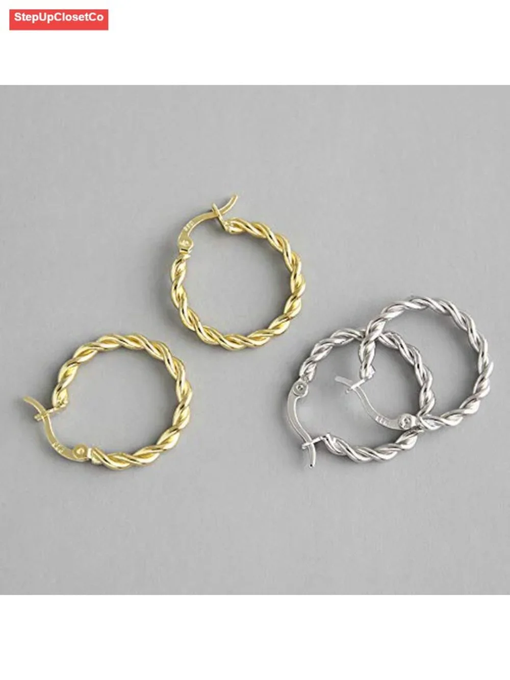 Minimalist Twisted Hoop Earrings Huggie Celtic Love Knot 20mm Copper